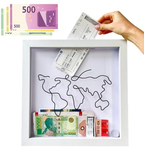 WDMJxar Marco de fotos 3D, 20 x 20 cm, caja de almacenamiento de aventura, marco de fotos, hucha para viajes de cine, eventos deportivos, entradas de conciertos (blanco, M)