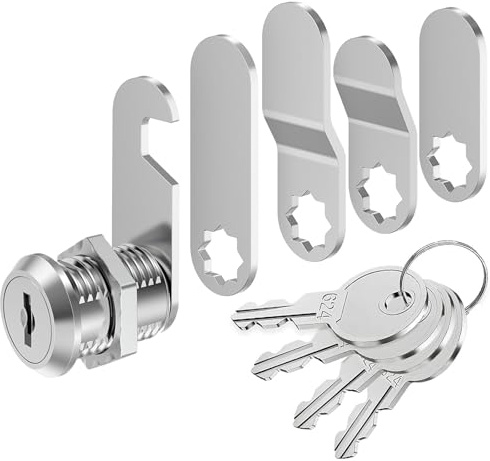 VOCIBO Serrure de boîte aux lettres avec 4 clés, livrée avec 5 plaques de serrure différentes, serrure de boîte aux lettres de 20 mm, serrure de casier, diamètre 18 mm, serrure à levier pour boîtes