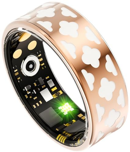 Smart Ring Damen Gold Smartringe für Damen Smart Ring Android iOS Fitness Ring Schlaftracker Smartring Pulsmesser Health Tracker Schrittzähler Aktivitätstracker Fitnessring Rosegold Größe 7
