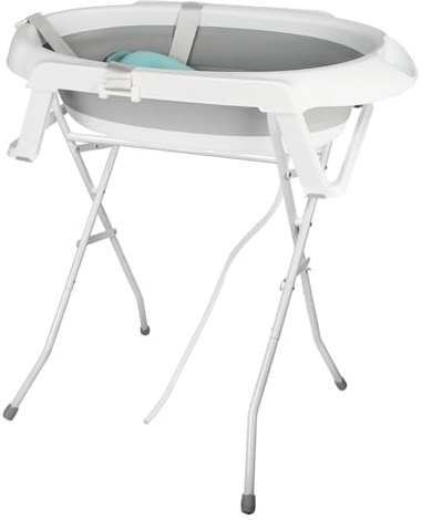 OHMG Babybadewanne mit Ständer 82 cm, faltbare Babybadewanne, sicheres und bequemes Bad für Neugeborene auf Fuß, faltbare Babywanne mit rutschfester Unterlage