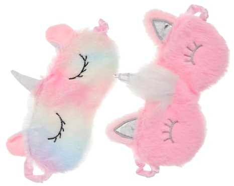 Holibanna 2stücke Schlafmaske Junge Mädchen Weiche Plüsch-schlafmaske Lichtundurchlässige Augenmaske mit Einhornmotiv Reise-schlafmaske mit Elastischem Band für Nickerchen Unterwegs