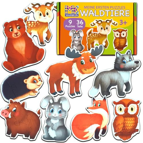 MAGNIKON Puzzle Ab 2 Jahre Waldtiere Kinderpuzzle 36 Große Teile | Mein erstes Puzzle, Motorikspielzeug, Kinder Puzzle ab 2 Jahren, Geschenk Für Junge Und Mädchen, Tierpuzzle für Kleinkinder