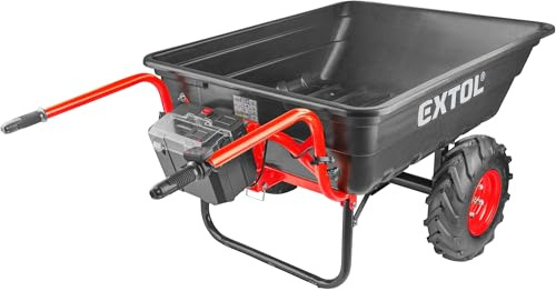 Extol Premium elektrisk skottkärra med batteri I 300 l tråg och 300 kg lastkapacitet I kraftfull skottkärra I offroadsäker batteriskottkärra I 40 V Li-Ion med 6 000 mAh