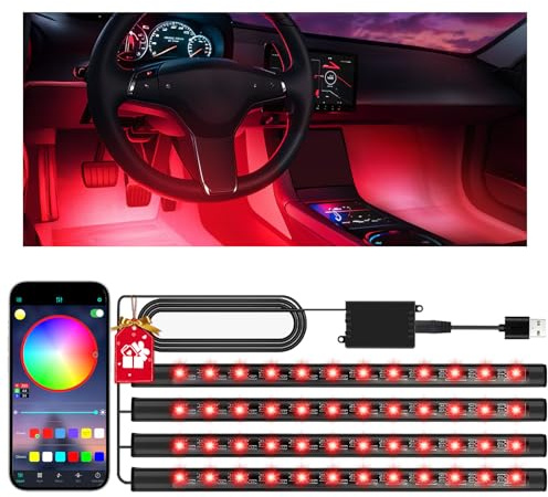Zdovivot Car Led Interior Lights, Birthday Gifts Car Accessories for Women Men, APP Control Ambient Lighting Car, Music Sync Colour-Changing Lights Gift for Him Husband