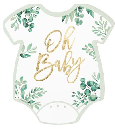 Servietten Oh Baby, 30 Stück Papierservietten Servierten für Babyparty, Baby Barty Dekoration, Eukalyptus Tischdeko für Babyshower Taufe Geburt Junge & Mädchen Unisex