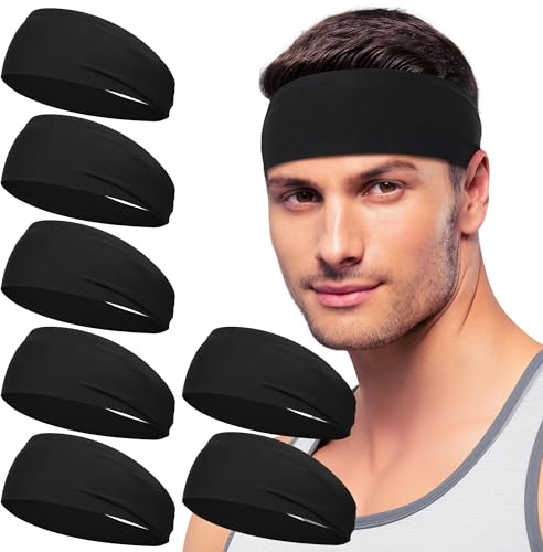 7 Pack Headbands for Men, Sweat Band Non Slip Elastic Sports Hairband | Quick Dry, Skin-Friendly, Multi-Use, Lightweight,Unisex Fit, Ideal for Yoga, Running, Gym, Outdoor Work, Cycling Training