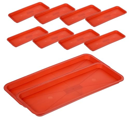 BESTonZON Sottovasi Rettangolari in Pp Rosso 10 Pezzi per Bonsai | Resistenti, Non Si Deformano e Non Si Rompono Facilmente, per Uso Interno ed Esterno