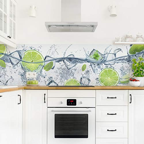 micasia Crédence de cuisine adhésive imperméable culinaire sans joint revêtement mural fruits film rigide mat blanc fond de hotte montage photo 1310 (245x70cm)