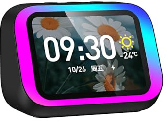Kexpery Inteligente con asistente de voz y despertador con luz RGB para casa y dormitorio Bluetooth portátil