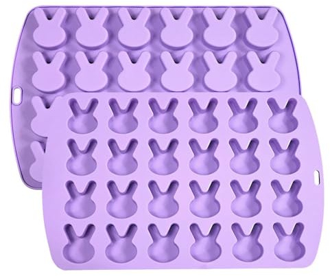 Puthernm Stampo in Silicone Coniglio di Pasqua 2 Pezzi per Stampo per Jello Coniglio al Cioccolato