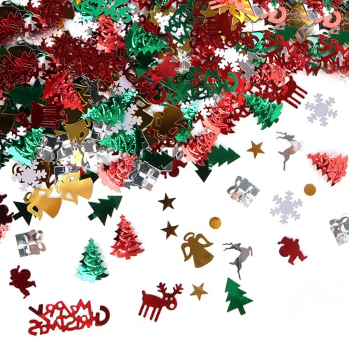 Confeti de Navidad, 500 unidades, decoración de mesa, confeti, copo de nieve, Papá Noel, reno, decoración de mesa, fiesta, verde, para decoración de mesa