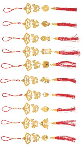 DECORNIJIA 10 pezzi Decorazioni Appese Anno del Pendenti Feng Shui per Interni ed Esterni per Albero Capodanno Adatti Piante e Auto Design Raffinato e Versatile