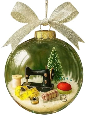 Globo Di Neve Decorazione per Albero di Natale | Decorazione Globo con Neve a Macchina da Cucire,Pallina Natalizia Artigianale Appendibile per Casa Ufficio Giardino Balcone