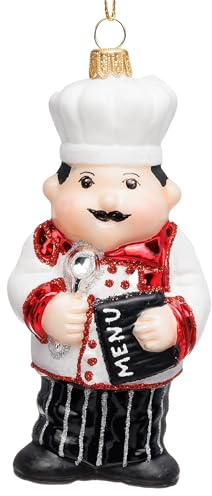 SIKORA Chef Koch besondere Weihnachtskugel Glas Weihnachtsmann Christbaumschmuck Deko Figur Weihnachten Anhänger Ornament - Premium Line - BS846