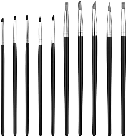 Silicone Paint Brush, 10Pcs Head Silicone Brushes for Crafts Rubber Paint Pens Flexible Clay Carving Tools for Sculpting Handicraft Pottery Handicraft Nail Art Artwork Acrylic Paints Gouache,5 Shapes