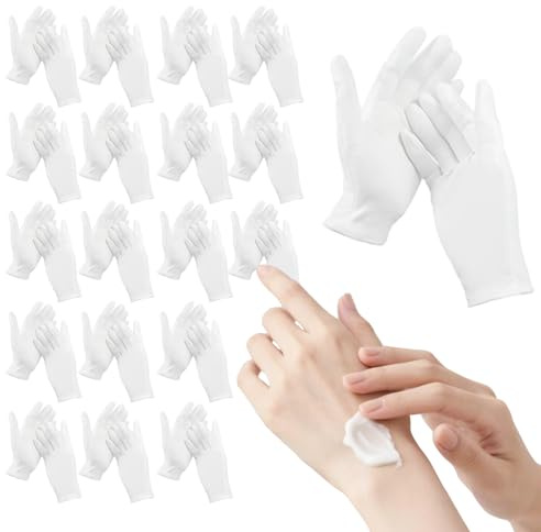 36PCS White Cotton Gloves for Hand Repair, 100% Cotton Sleeping Moisturizing Gloves for Women Dry Hands, White Glove for Eczema Relief, Spa Care, Jewellery Inspection - One Size Fits Most