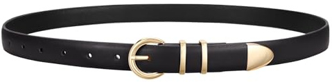 LEACOOLKEY Damen Gürtel Ledergürtel für Jeans Taillengürtel mit Goldschnalle Mode für Hosen Kleide,2.3cm Breite