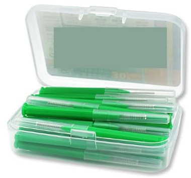 Interdentalborstar Set med 30 interdentala borstar, tandtråd och tandpetare för optimal munhygien. (grön)