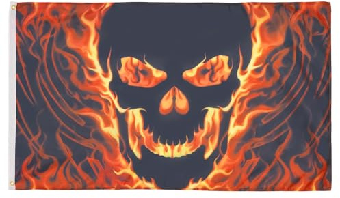 AZ FLAG - Flagge Totenkopf Mit Feuer - 150x90 cm - Pirat Fahne 100% Polyester mit Messing-Ösen - 110g