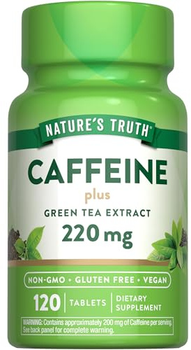 Nature's Truth Caffeine Pills | 220mg | 120 Count | With Green Tea Extract | Vegan, Non-GMO & Gluten Free Supplement