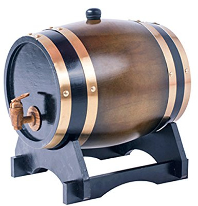 Barril de madera de roble de 1,5 litros para el almacenamiento o crianza de vinos y bebidas, con soporte incluido, marca Dream Wood