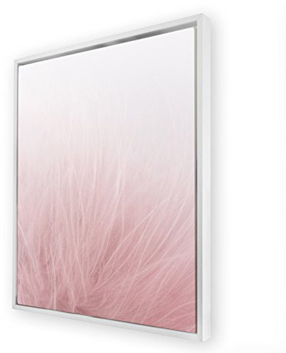 Bildershop-24 Schattenfugenrahmen Set Hamburg Weiß (matt) mit Keilrahmen Leinwand Bild Druck Motiv: Feder Rosa 2 50x70cm