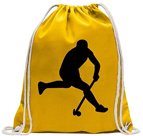 Kiwistar - Turnbeutel - gelb - Hockey Ball Sportler Figur - Fun Rucksack Sport Beutel Gymsack Baumwolle mit Ziehgurt