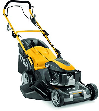 STIGA COMBI 55 SVQ H - Cortacésped a gasolina motor Honda 167 cm3 3,3 kW, avance a tracción, variador de velocidad, carcasa de acero, ancho de corte 53 cm, sistema mulching