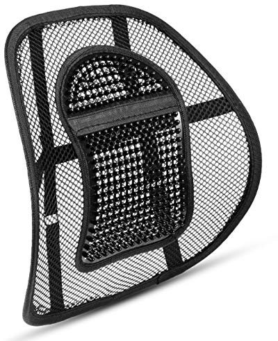 Lumbar Support for Office Chair Car Seat Back Support Driving Back Rest Backrest Cushion Lower Back Pain Mesh - Ergonomic Portable Breathable Gaming Massage Beads Comfort Black