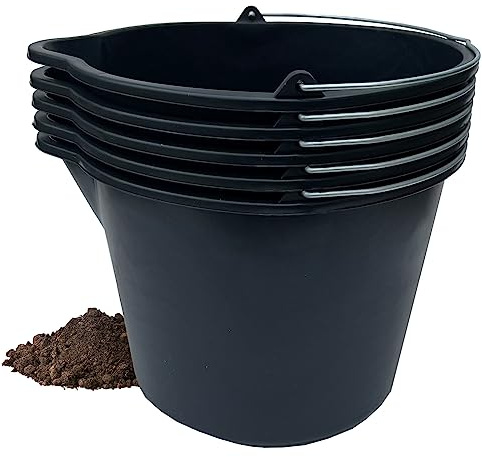 5 Piezas Cubo de construcción de 20 litros Cubo de Yeso Cubo de albañilería Cubo con Pico