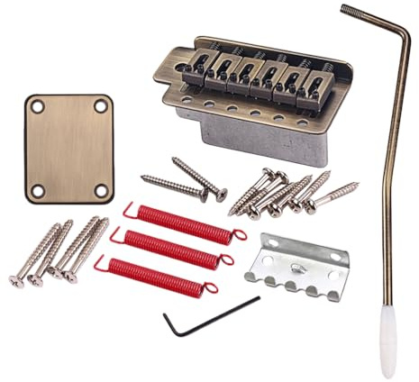 Healifty Electric Guitar Tremolo Bridge with Neck Plate Replacement Parts for and 12-String Guitar Repair Durable 3.30X1.57 Inch