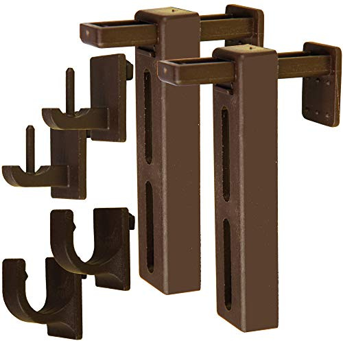Bestlivings 4er Pack Klemmträger Set Universal (Braun) zur Befestigung von Gardinenstangen, Gardinen, Vorhänge/inkl. und Montageanleitung zur problemlosen Anbringung
