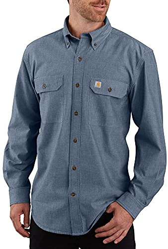 Carhartt Herr Loose Fit Midweight Chambray långärmad skjorta, Denim blå Chambray, XL