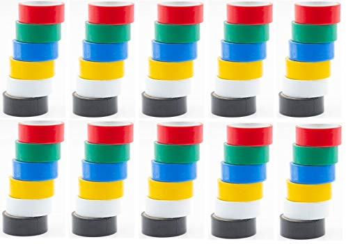 10x 6-teiliges Universalband Isolierband Klebeband Set 19mm x 3m PVC farbig im Sparkarton von MBS-Trading