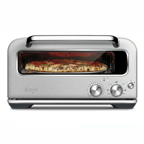 Sage - The Smart Oven Pizzaiolo - Elektrischer Pizzaofen - Backofen für Holzofenpizza, Ø 30 cm Pizza, bis zu 400 °C - Pizzagrill, Leopardenmuster, 7 Voreinstellungen - Gebürsteter Edelstahl