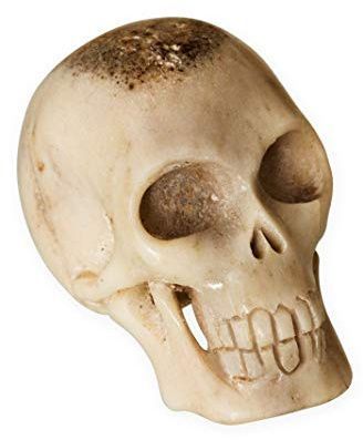 Fly Style Totenkopf Kettenanhänger - Memento Mori Miniatur - Handarbeit aus Hirschhorn, Größe:M