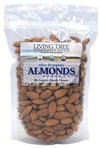 Living Tree Community Foods Organic Almonds Raw - Certified Organic, Gluten-Free, Kosher - Unsalted Bulk Nuts Grown by California Family Farmers - Source of Magnesium, Zinc and Calcium - 1 lbs