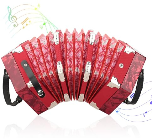 20-Tasten-Concertina Leicht und robust für Anfänger(Red)