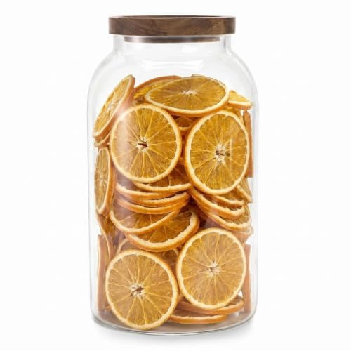Bekith 1 Gallon Glass Jar with Wooden Airtight Lid, Large Food Storage Container/Canisters for Serving Tea, Coffee, Honey, Spice, Cereal, Egg, Kitchen Canister, Clear