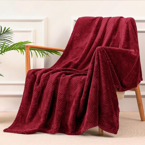 Yebeda kuscheldecke Flauschig Decke Fleecedecke 130x170 cm, Weinrot