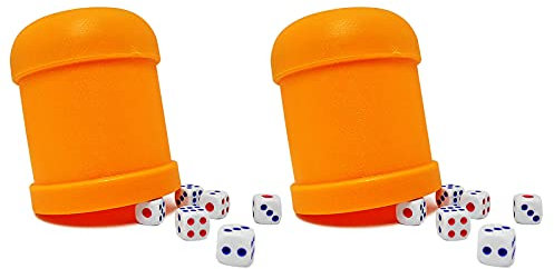 Würfelbecher, Würfelbecher, Casino-Gefälligkeiten, aus Kunststoff, 2 Tassen und 12 Würfel