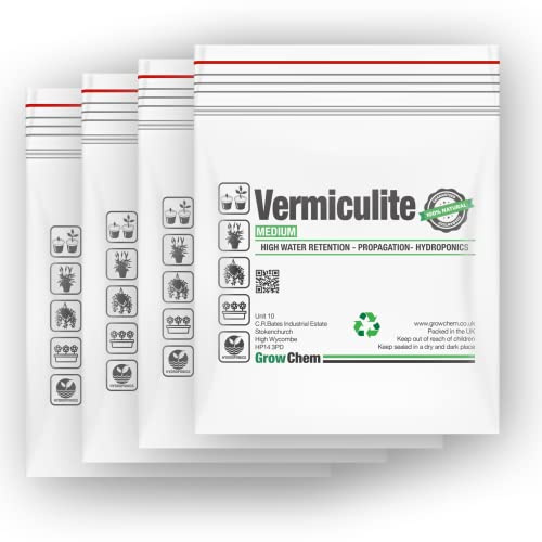 Grow Chem Vermiculite for Plants 20L Bag (4x5L) MEDIUM- Soil Additive | Horticultural Vermiculite - Improves Soil Nutrient & Water Retention, Hanging Baskets, Potting Mixes & Indoor Gardening