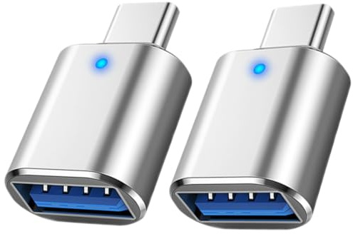 Mepsies Adattatore USB C a USB 3.0, 2 Pezzi, Adattatore USB C | Supporta Dati e Ricarica, Compatibile con iPhone 17/16/15, MacBook Pro/Air, Samsung Galaxy, e Altro (Argento)