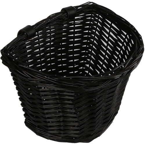 AVASTA Wicker - Cestino da Bicicletta per Cruiser, per Adulti, Impermeabile, con Cinturino in Pelle, in Vimini Naturale, Accessorio per Bicicletta, Taglia M, Nero…