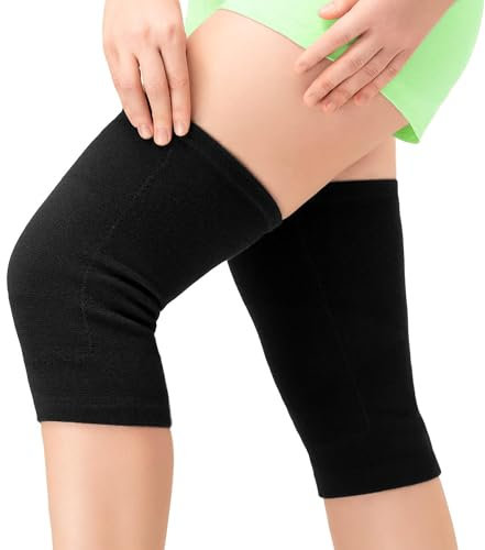 SystemsEleven Knee Support - Lightweight Elasticated Sleeve Compression Bandage for Joint Pain & Sprains During Exercise & Sport, Left or Right for Both Men & Women (2 x Black Knee Supports)