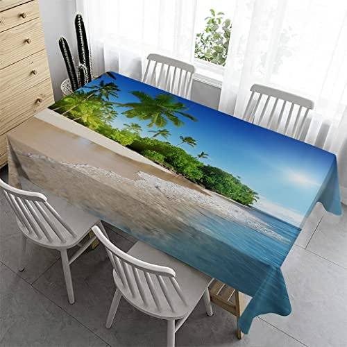 Syhi Qlty Outdoor Tischdecke 260 x 140 cm - Outdoor-Tischdecken Bierbank Tischdecke Geburtstag Wasserabweisender Stoff Tischdecke für Biertisch Draußen Party - Strand Palme