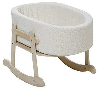 Vertbaudet Puppenwiege, Stoff/Holz FSC weiß geblümt/mini Flora