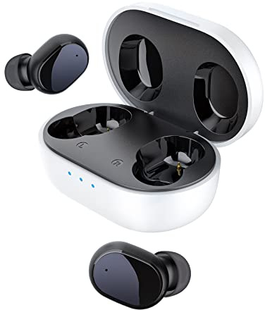 HTC Auriculares inalámbricos Bluetooth 5.3 5 Plus con control táctil, funda de carga USB-C, auriculares estéreo intraurales, micrófonos integrados, blanco y negro