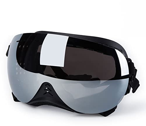 Ownpets Anti-UV Hundebrille, Sonnenbrille, magnetische Silber Linse Design, Hund Fliegerbrille für mittlere und große Hunde, Winddicht, verstellbar, Schwarz Rahmen