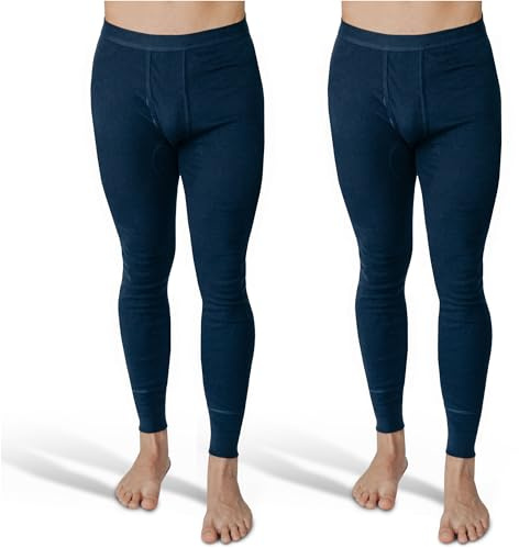 SES Lange Unterhosen Herren Feinripp 2er Pack S - 4XL mit Eingriff & Weichbund aus Baumwolle/Bequeme Unterhosen Männer lang/Herren Unterhosen langes Bein